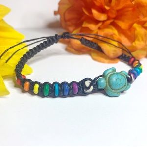 NEW Sea Turtle Rainbow Bead Adjustable Bracelet
